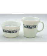 Pyrex Corning Creamer &amp; Sugar Bowl  Milk Glass Old Town Blue NO LID - £18.74 GBP