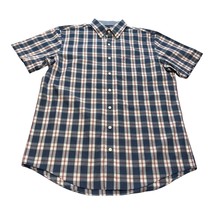 Arrow Shirt Men&#39;s Large Tall Multicolor Cotton Plaid Short Sleeve Button... - £16.73 GBP