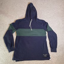 Abercrombie &amp; Fitch Hoodie Mens Small Navy Blue &amp; Green Rugby Cloth Long... - £16.01 GBP