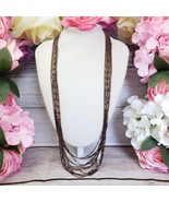COLDWATER CREEK Multi Strand Shiny Brass Tone Link Long Fashion Necklace  - £15.71 GBP