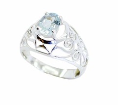 Simply 925 Sterling Silver Exquisite Natural Blue Ring, Blue Topaz Blue Gems Sil - £15.81 GBP