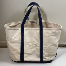 Vintage LL Bean Boat &amp; Tote Large Canvas Double Handle Beach Travel Bag 90s - £63.30 GBP