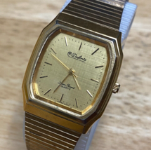 Vintage Dufonte Lucien Piccard Quartz Watch Men Gold Tone Barrel New Battery - $33.24