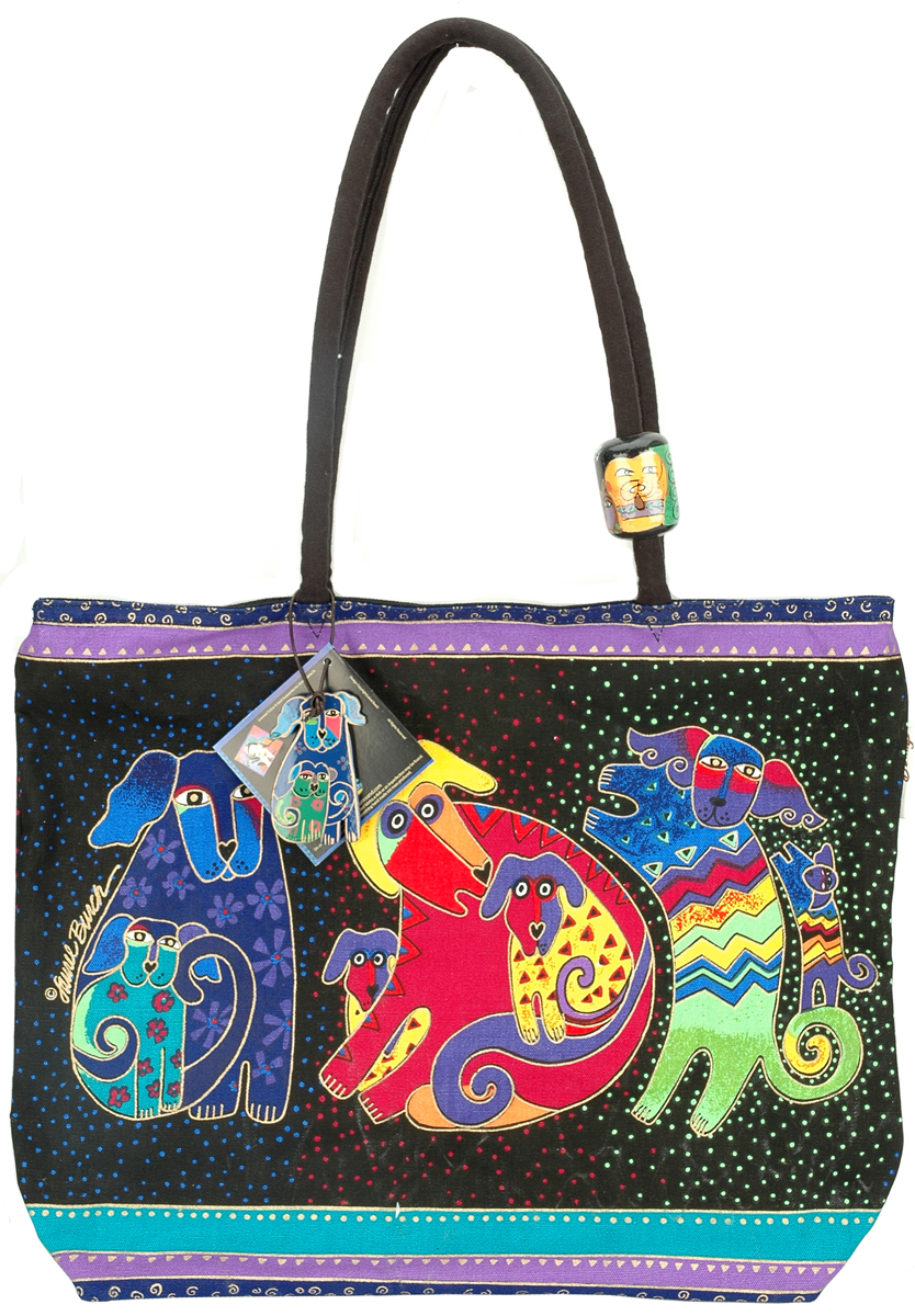 Primary image for Laurel Burch Shoulder Tote Zipper Top 18"X5"X15"-Dogs & Doggies
