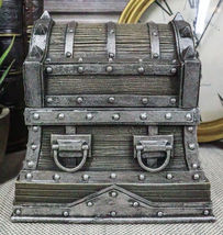 Nautical Caribbean Pirate Davy Jones Spiked Treasure Chest Small Decorative Box - £30.80 GBP