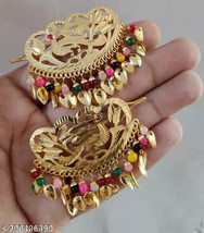 Joharibazar Indian Gold Plated Kundan Bridal Hair Clips Pin Chimti Jewelry Set a - $15.45