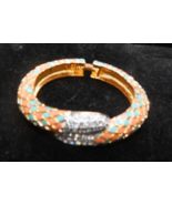 Kenneth Jay Lane, Enamel ORANGE BLUgold Jeweled Double Tail Snake Scale ... - $162.48 CAD