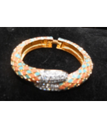 Kenneth Jay Lane, Enamel ORANGE BLUgold Jeweled Double Tail Snake Scale ... - £92.88 GBP