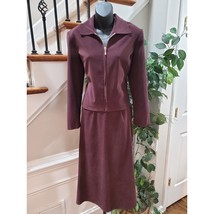 First Option Women&#39;s Brown Full Zip Jacket &amp; Long Skirt Two Piece Suit Petite 6 - £30.95 GBP