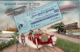 Transportation Up To Date Features of Travel Adams Travelers Check Postc... - $9.95
