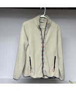 Orvis Sherpa Full Zip Jacket Medium Oatmeal EUC Colorful Aztec Accent - $27.12