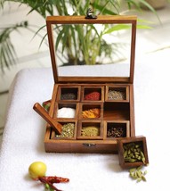 Multi-Utility Storage Containers and Spice Box with 1 Spoon in Sheesham Wood . - £47.31 GBP