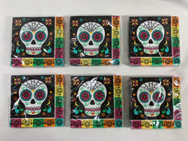 6 packs Day of the Dead Sugar Skull Holiday Party Luncheon Napkins 5x5&quot; ... - $12.87