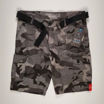 Blue Gear Mens Size 34 Camouflage Belted Cargo Shorts Tech Pockets Black Camo - £31.59 GBP