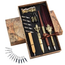Quill Pen Feather Pen Calligraphy Pen Set Fountain Dip Pen And Ink Set - £44.19 GBP