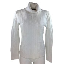 Vintage American Living Womens White Cable Knit Turtleneck Sweater Size L Large - £19.61 GBP