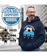 Argentina Three Time Champions FIFA World Cup 1978 1986 2022 Navy Hoodie  - $62.90 CAD+