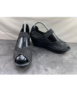 Bernie Mev Halle Women Shoes Black 9.5 M Stretch Platform Wedge Sandals - $47.29 CAD