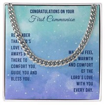 First Communion Remember That God&#39;s Love Will Cuban Chain - £45.80 GBP+