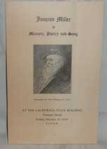 JOAQUIN MILLER in Memory, Poetry and Song 1939 Program Booklet - £17.61 GBP