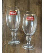 (2) Stella Artois Brewery, Belgium Beer Glass, Block Lettering, Pre-Owned - $14.01