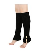 NEW Black Rib Knit Leg Warmers Button Accents - £12.52 GBP