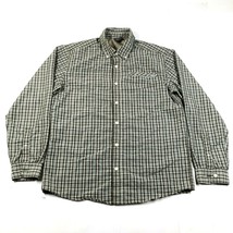 Eddie Bauer Button Down Shirt Mens M Green White Checkered Nylon Blend Outdoor - £15.03 GBP