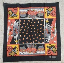 Vintage Paris All Cotton Halloween Scarf Bandana Square  - £17.71 GBP