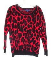 Apt. 9 Tango Red Animal Print Jacquard Eyelash Crewneck Sweater Size XS P NWT$50 - £28.76 GBP