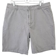 John Bartlett Men Shorts Size 38 Gray Khaki Classic Casual Flat Front Zip Cotton - £9.86 GBP