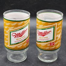 Vintage Miller High Life Beer Advertising Bar Glasses - NOS - Matched Pa... - £19.49 GBP