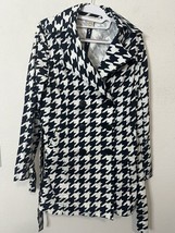 Vertigo Paris Houndstooth Belted Button Down Cotton Trench Coat Size Large - £23.20 GBP