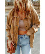 Khaki Vintage Washed Flap Pocket Button Shacket - $670.41 MXN