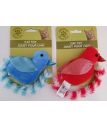 Plush Kitten Cat Toys Birds with Reflective Wings, Rattles &amp; Long Tails,... - £2.74 GBP