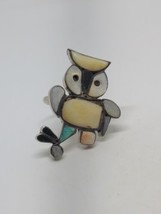 Vintage Sterling Silver 925 Native American Zuni Owl Bird Ring Size 7 - £39.10 GBP