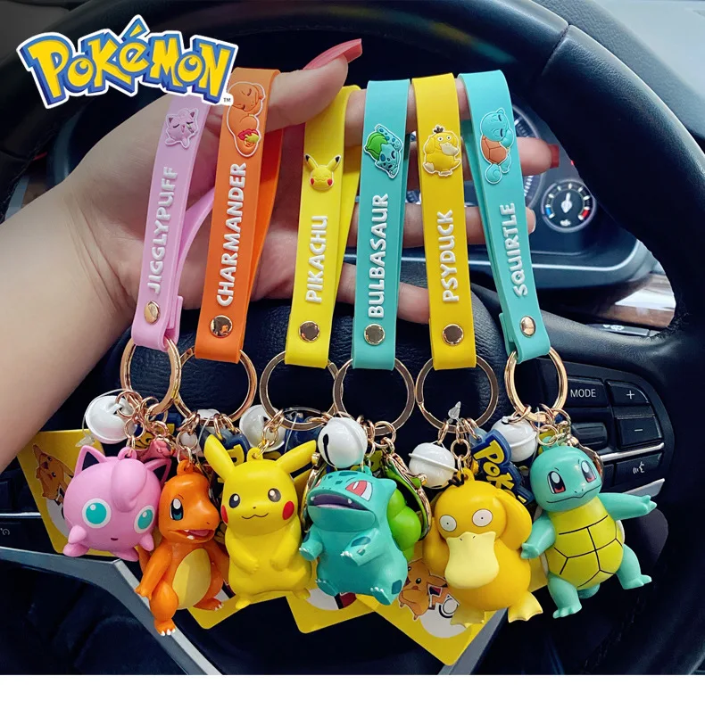 6 Pcs/set Pokemons Figure Pendants Keychain Pikachu Bulbasaur Car Key Ch... - $48.43