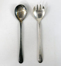 Serving Spoon And Fork Set 9&quot; Silver Plated Italy Vintage - £6.74 GBP