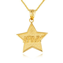 14K Solid Gold United States US Army Officially Licensed Star Pendant Necklace - £140.72 GBP+