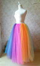 Adult RAINBOW Tulle Skirt Plus Size Long Rainbow Maxi Skirt Outfit image 11
