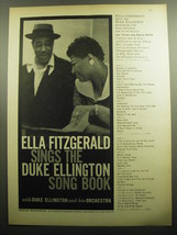 1958 Verve Records Ad - Ella Fitzgerald sings the Duke Ellington song book - £14.69 GBP