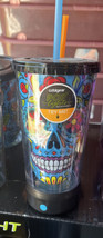 Cool Gear Pop Lights Sugar Skull Day of the Dead 18oz Tumblers LED Halloween - £14.22 GBP