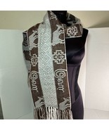 New handcrafted Alpaca Jarka Scarf  white/grey /brown  unisex - $52.12