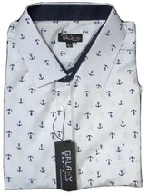 Galaxy by Harvic Mens White Ship Anchor Button Flip Cuff Shirt Size Larg... - $17.81