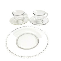 5pc IMPERIAL CANDLEWICK 1 9&quot; Dessert Salad Plates 2 Cups 2 Saucers Vintage - £25.54 GBP