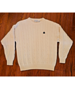 Izod Sweater Mens Large Chunky Cable Knit Winter Ivory Tennis 100% Cotton - €56,20 EUR