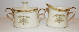 EXQUISITE LENOX CHINA CASTLE GARDEN CREAMER &amp; SUGAR BOWL WITH LID - $74.04