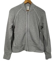 LULULEMON On Repeat Bomber Jacket Gray Textured Full Zip Cotton Blend Wo... - $34.60