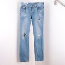 Hollister Men&#39;s 30 x 32 Light Stone Wash Distressed Slim Straight Leg Blue Jeans - £14.26 GBP