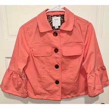 Luii Coral Flair Sleeve Cropped Jacket Tortoise Buttons Size Small - £15.72 GBP