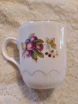 Vintage English China Coffee Cup Crown Trent Plum Fruit Pattern Mug SHIP... - £18.26 GBP